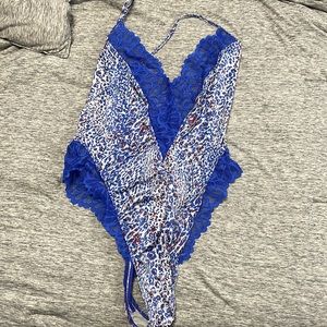 Blue Leopard Print Savage x Fenty Bodysuit